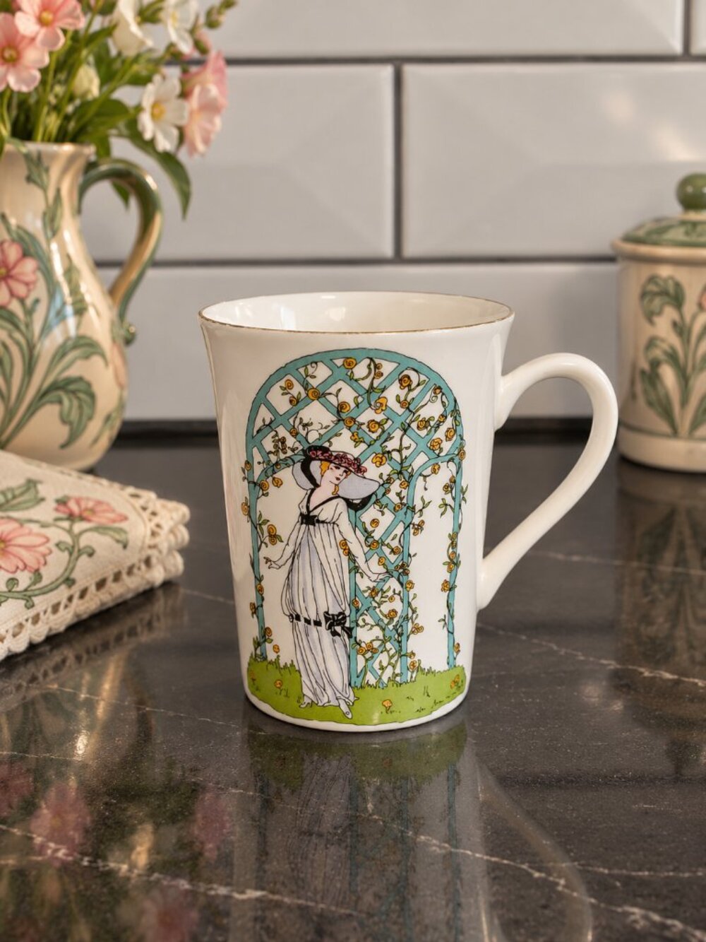 Vintage Royal Sutherland Art Nouveau Lady Coffee Mug